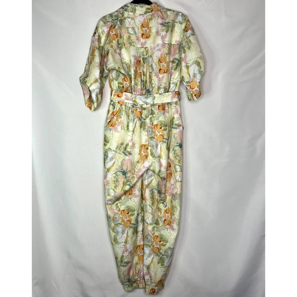 LENA Women's Floral Multicolor Jumpsuit Zip front Short Sleeve Size Medium - Picture 7 of 12